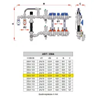 3564 - Gruppo per impianti a pannelli radianti con flussimetri - 7 derivazioni - Misura 1" 3564 107