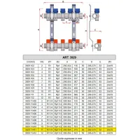 3929 - Collettore premontato con detentori e valvole di intercettazione - Misura 1"1/4 - 11 derivazioni 3929 11411