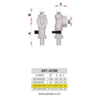 4070M - Raccordo finale per collettori con valvola sfogo aria manuale e rubinetto di scarico - Misura 1"1/4 - Derivazioni 3/8"x1/2" 4070 M11438