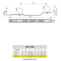 7480 - Staffa in metallo completa di supporti - Misura 1"1/4 7480 114