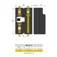 2171 - Gruppo di rilancio diretto - Misura 1" - Circolatore elettronico 1-6 m - interasse circolatore 180 mm 2171 1180E6