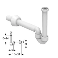 Sifone curvo per lavabo e bidet, scarico orizzontale colore bianco - 1"1/4 x 40 mm 151.101.11.1