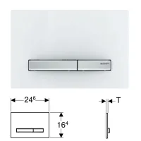 Geberit SIGMA50 placca di comando per risciacquo a due quantità, piastra base e tasti finitura cromo, placca di copertura colore bianco 115.788.11.2