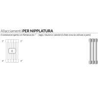 Ardesia radiatore tubolare 3 colonne 10 elementi h.1000 - colore bianco RAL9016 - 4 connessioni aperte con filettatura da 1" 3541700006781