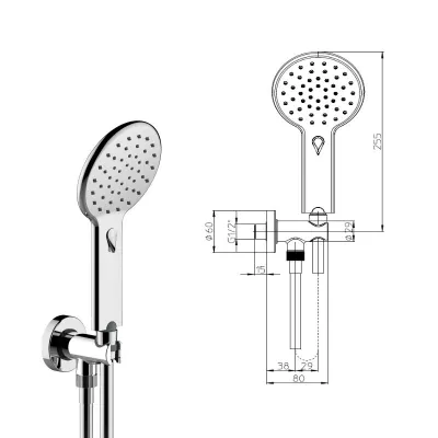 AGUA-LIFE Kit supporto fisso con presa acqua - doccia AGUA-LIFE ø 120 mm - CROMOLUX cm 150 C12009C00030004