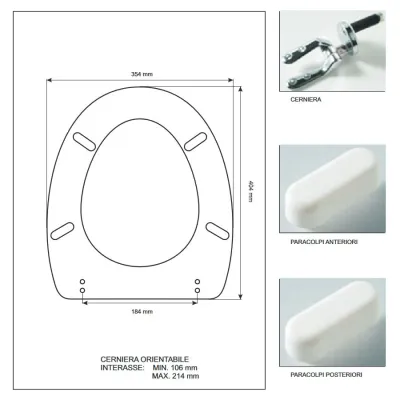 Sedile Colbam con cerniere cromo Ceramica Dolomite Novella bianco 14122401.