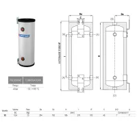 Bollitore VB 12 con 4 attacchi - Volano termico - separatore idraulico pensile in acciao al carbonio per pompa di calore - 12,4 lt 3070160920004