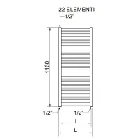 Radiatore scaldasalviette termoarredo Lisa 25 630W 600x1160 - colore bianco RAL9010 3551586100219