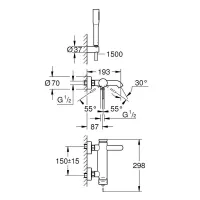 Grohe Essence rubinetto per vasca con installazione a parete e set doccia finitura cromo 33628001