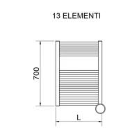 Radiatore bagno scaldasalviette Lisa 22 700/500 int. 450 mm elettrico con termostato ECO 9016 3581646100061