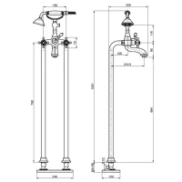 Gruppo vasca a pavimento con set doccia Elizabeth F5084/4CR