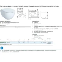 Geberit ACANTO vaso sospeso a cacciata Rimfree, completo di sedile con chiusura ammortizzata e sgancio rapido, colore bianco finitura lucido 500.606.01.2