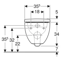 Geberit ACANTO vaso sospeso a cacciata Rimfree, completo di sedile con chiusura ammortizzata e sgancio rapido, colore bianco finitura lucido 500.606.01.2