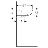 Geberit SELNOVA lavamani L.45 cm, con foro rubinetteria e troppopieno, colore bianco finitura lucido 500.324.01.7