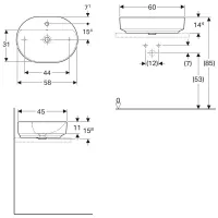 Geberit VARIFORM lavabo ellittico da appoggio 60 cm con piano per foro del rubinetto, colore bianco finitura lucido 500.777.01.2