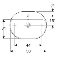 Geberit VARIFORM lavabo ellittico da appoggio 60 cm con piano per foro del rubinetto, colore bianco finitura lucido 500.777.01.2