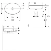 Geberit VARIFORM lavabo ovale da appoggio 55 cm, colore bianco finitura lucido 500.771.01.2