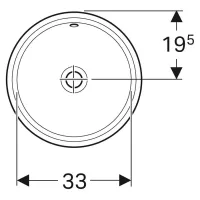 Geberit VARIFORM lavabo rotondo sottopiano da incasso 39 cm, senza foro rubinetteria, con troppopieno, colore bianco finitura lucido 500.744.01.2