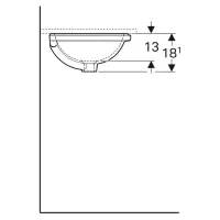 Geberit VARIFORM lavabo rotondo sottopiano da incasso 39 cm, senza foro rubinetteria, con troppopieno, colore bianco finitura lucido 500.744.01.2