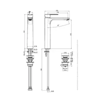 Miscelatore lavabo alto, 2 tubi di alimentazione, portata massima a 3 bar: 5 l/m, scarico click clack in ottone 1"1/4 F3131_HCR.K