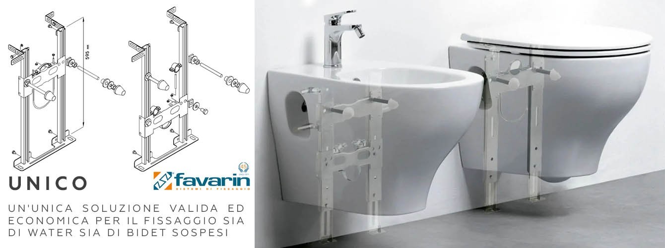 Supporto di sostegno UNICO per water e bidet sospesi per muratura